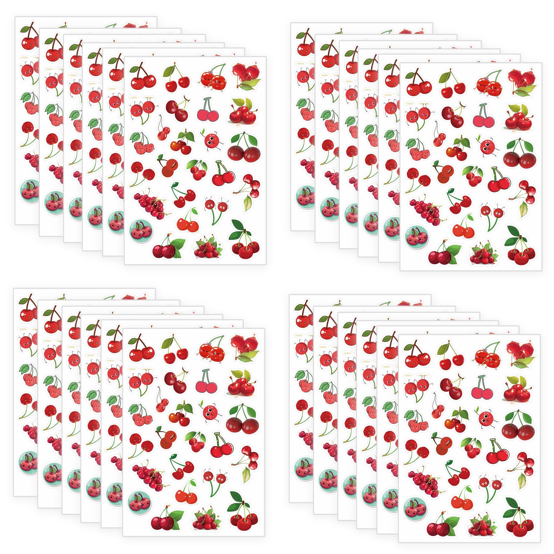 Yunahoo 624PCS Cherry Stickers Party Favors Fruit Sticker Red Cherries Themed Supplies Birthday Baby Shower Wedding Party Decorations Cute Class