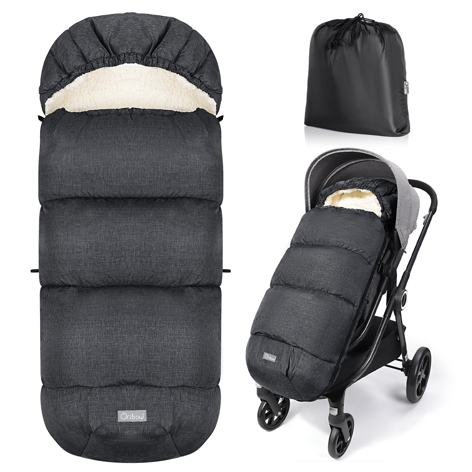 Orzbow Footmuff for Pushchair Universal Footmuff for Stroller Adjustable Pushchair & Pram Footmuffs with Warm Fleece Liner