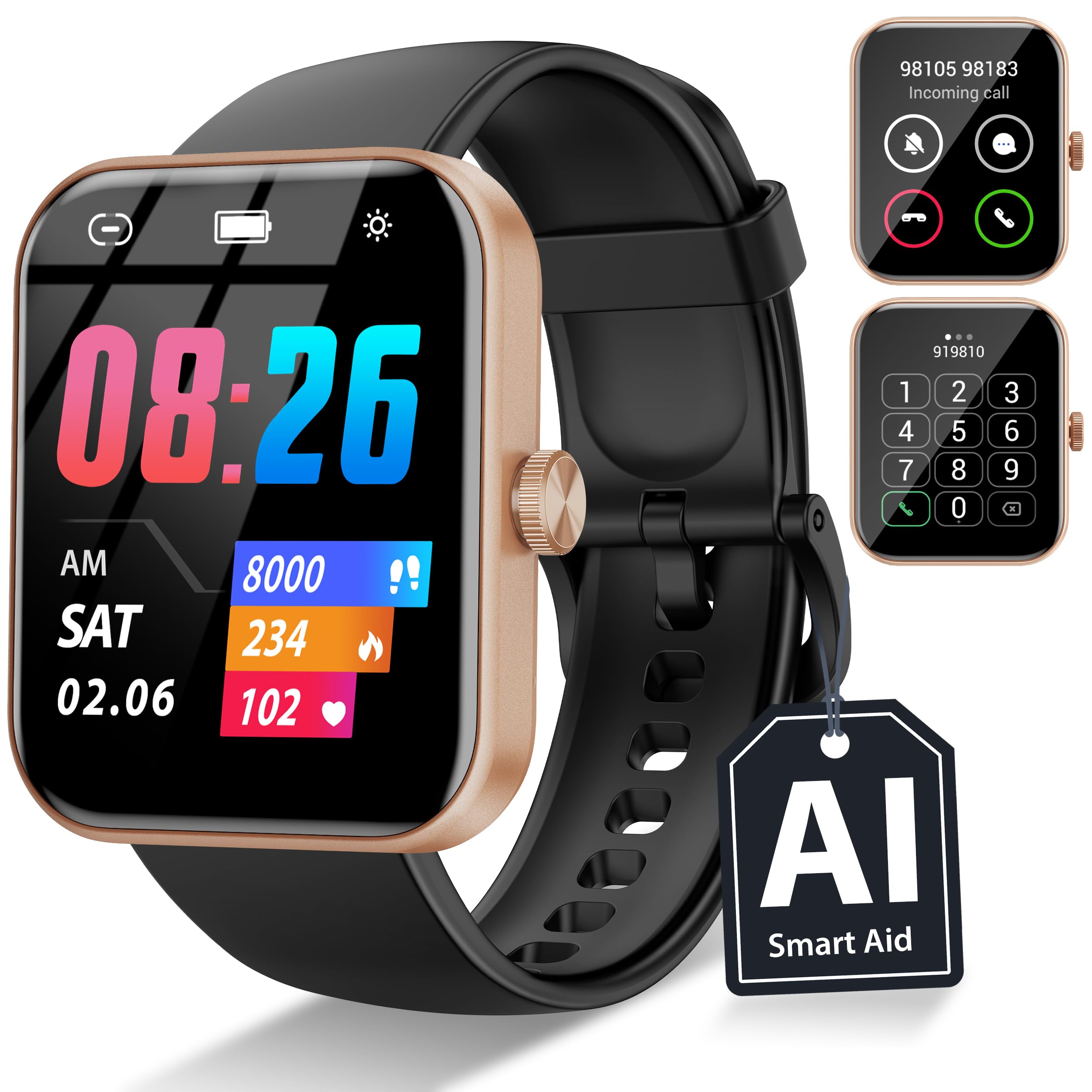 Smart Watch for Women Men Answer Make Call 1 83HD Fitness Watch with Heart Rate Blood Oxygen Monitor