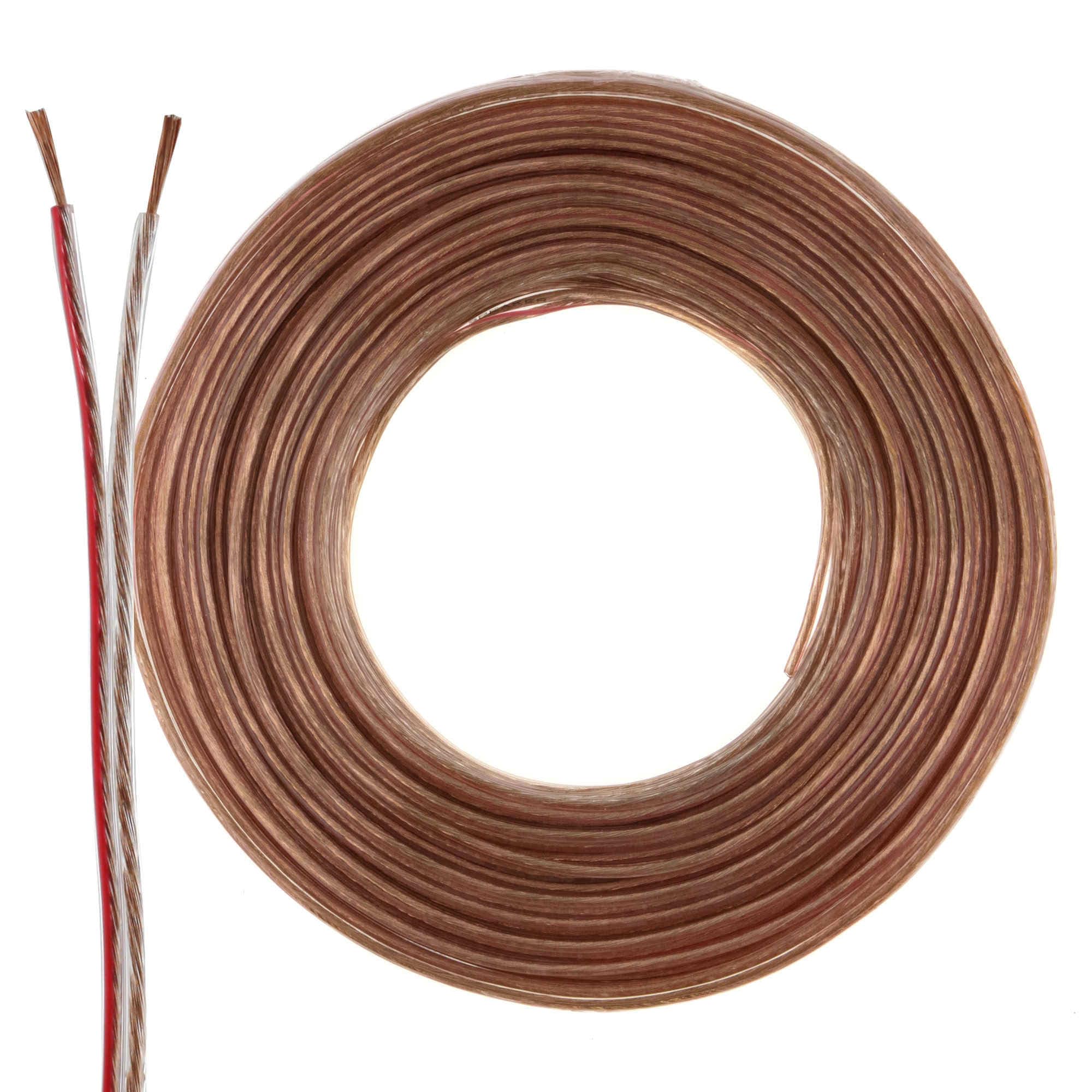 Cable de altavoz 2 x 0,50 mm2 – 25 m – transparente – CCA – Cable de audio – Cable de caja
