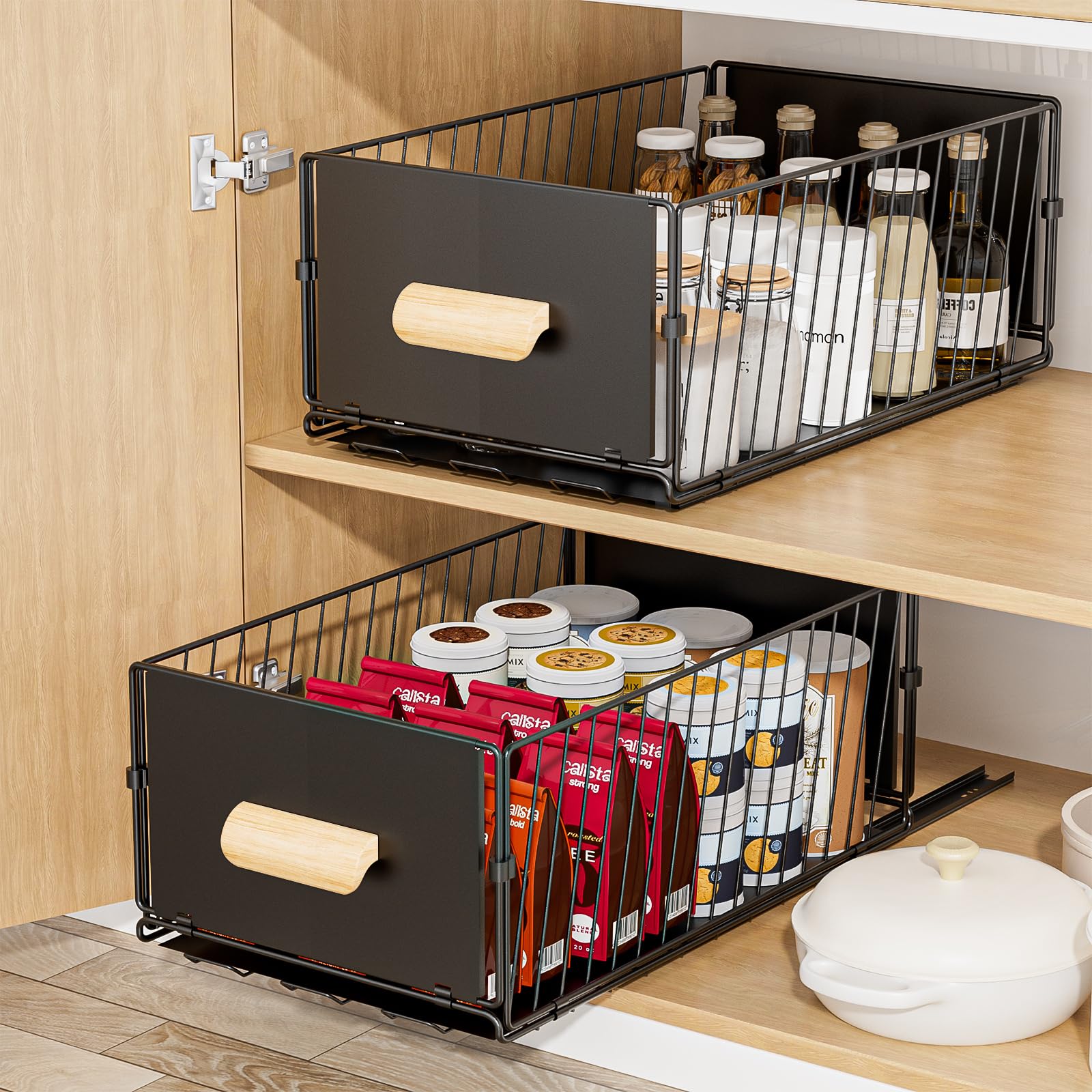 Diealles Shine Teleskopschublade, 24x40x17CM Ausziehbare Schublade Küche, No Drill Schrank Organizer für Küche Cabinet