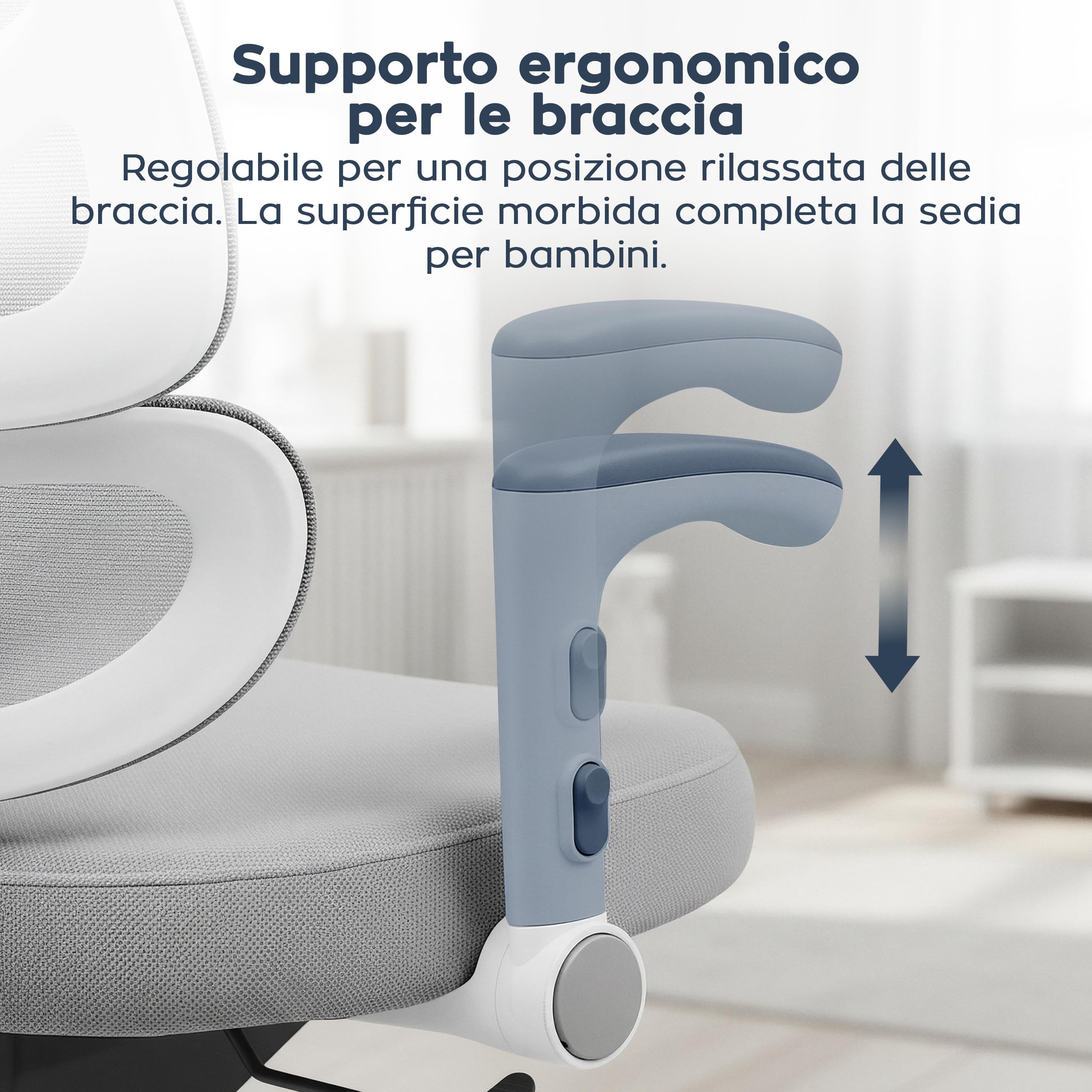 MARK ADLER Junior 5.3 – Supporta la postura durante studio e compiti – Ideale per cameretta bambini e ragazzi – Cresce con il bambino fino a 175 cm – Stabilità e comfort quotidiano – Grigo