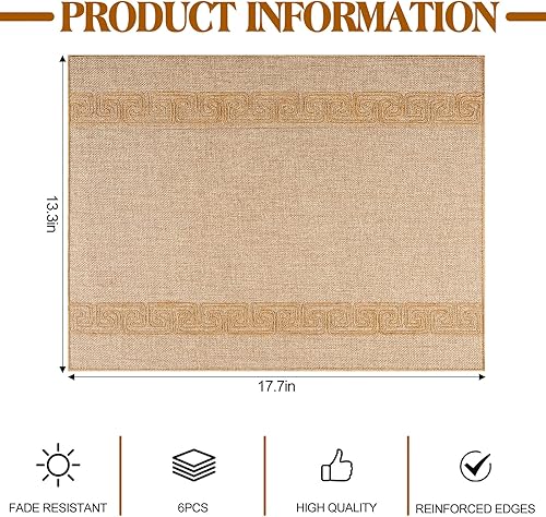 Miniatura 2 de Juego de 6 manteles individuales de tela tipo lino, resistentes al calor, antideslizantes, lavables a máquina, manteles individuales duraderos para