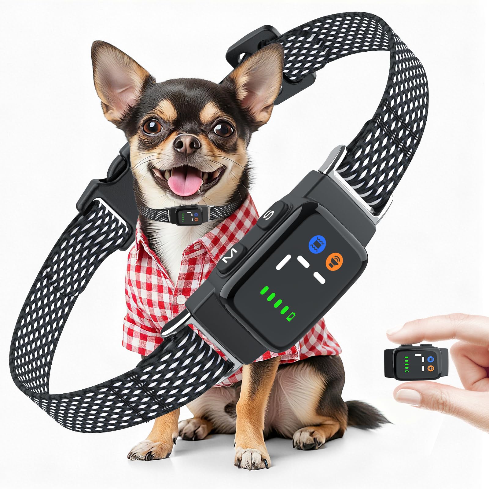 Collares Antiladridos para Perros, Collar de Ladridos Ultra Delgado y Ligero para Perros con 3 Modos de Funcionamiento, 7 Niveles de Sensibilidad, Impermeable IP67 Collar Sin Ladridos para