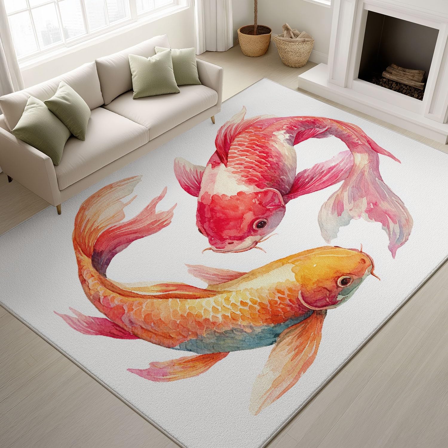 Tapis de cuisine carpe koï rouge 80x120 cm avec revêtement antidérapant intégré