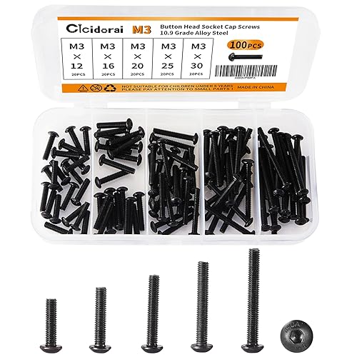 Miniatura 1 de Tornillos de cabeza de botón M3 x 0.472 in, 0.630 in, 0.787 in, 0.984 in, 1.181 in, cabeza de botón, tornillos de casquillo de cabeza de botón,