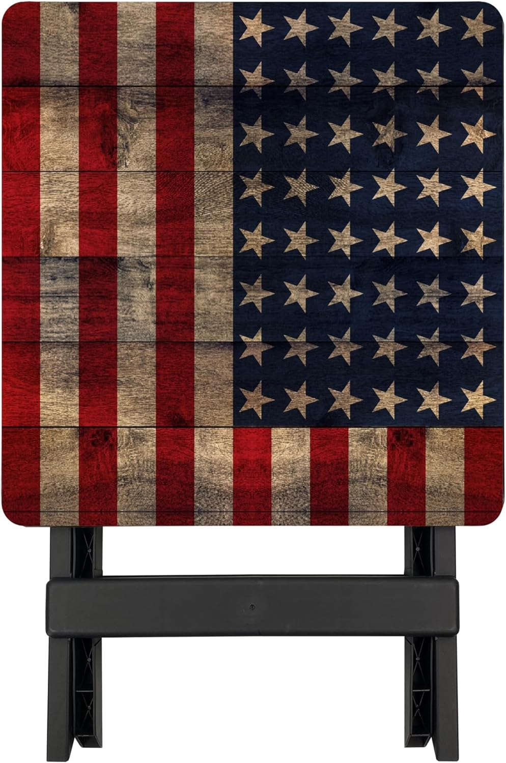 19-inch Plastic Folding Outdoor Camp Side Table, Flag Print