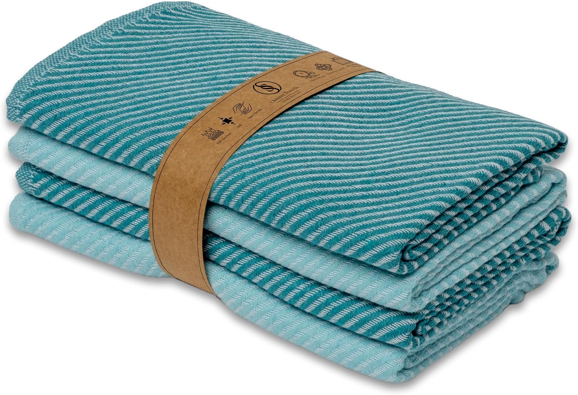 Amazon.com: Teal Stripes Cotton Kitchen Towels - 6 Pack, 30"x20", 100% ...