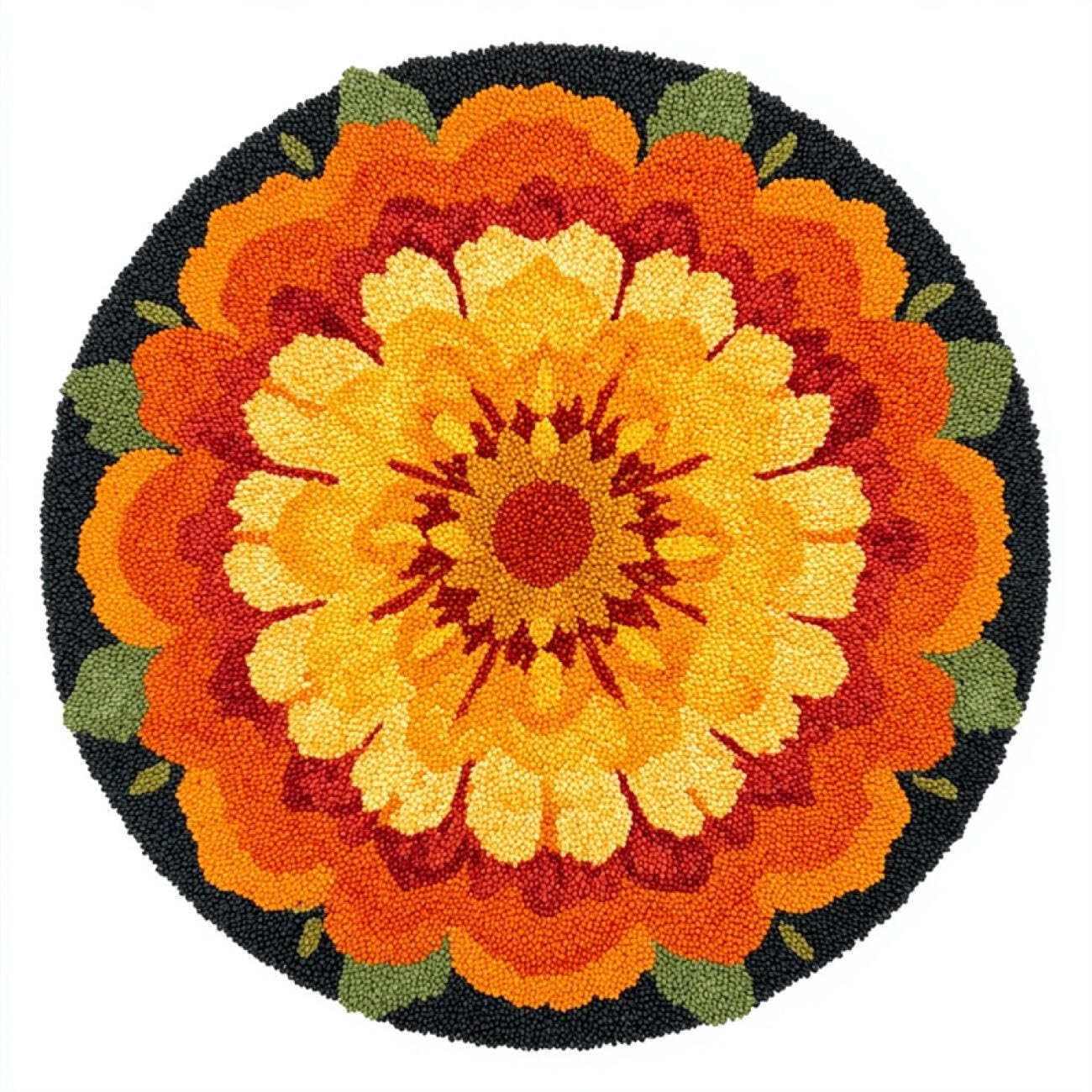 Kitquiver I Rug Latch Hook Craft Kits Orange Flowers 80X80cm