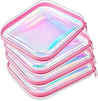 Vista 31 de Hoolerry 4 piezas de estuches rígidos transparentes con cremallera, bolsas de maquillaje, estuche de lápices de plástico, contenedores de caja