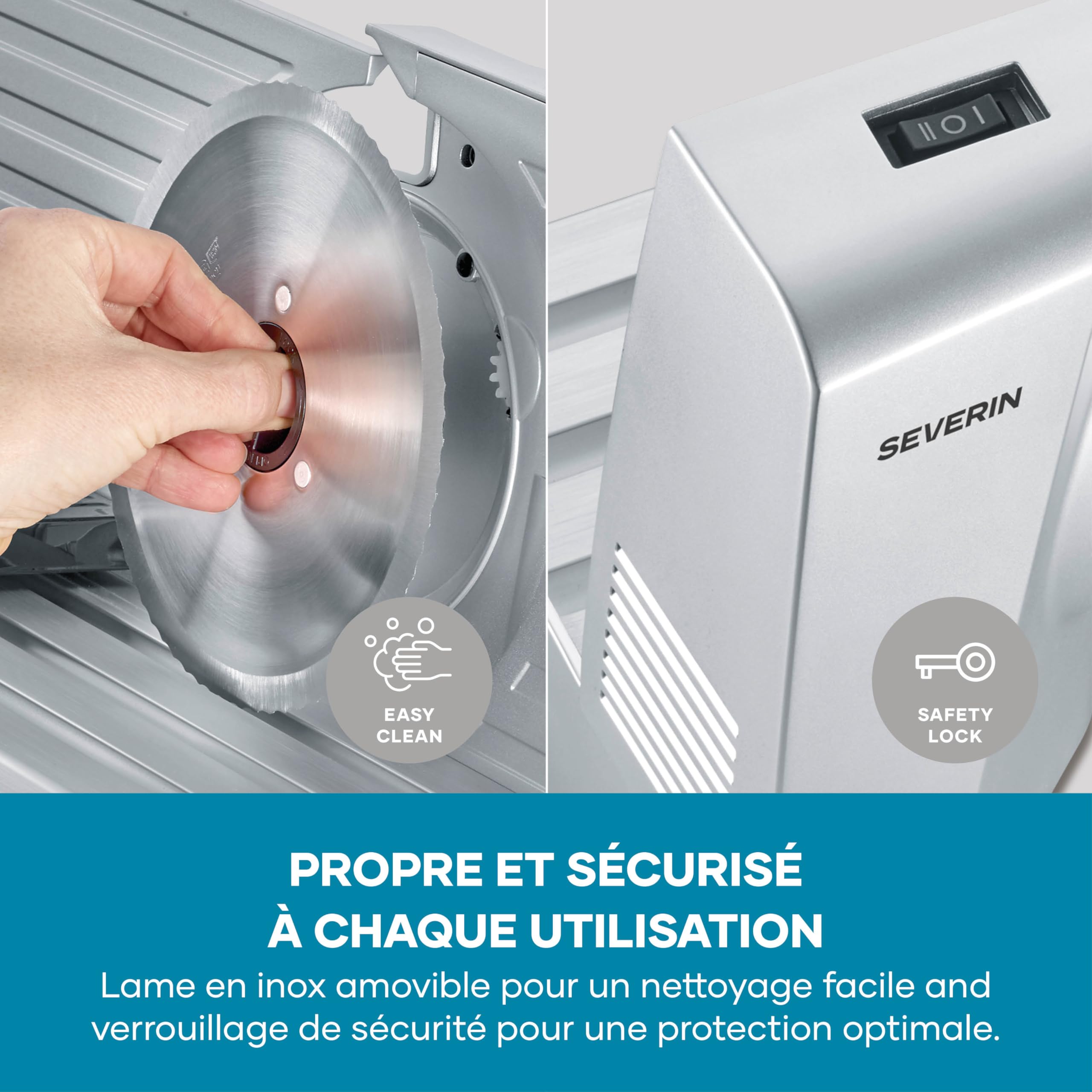 SEVERIN Trancheuse universelle 150 W, AS 3917, lame inox, gris/inox