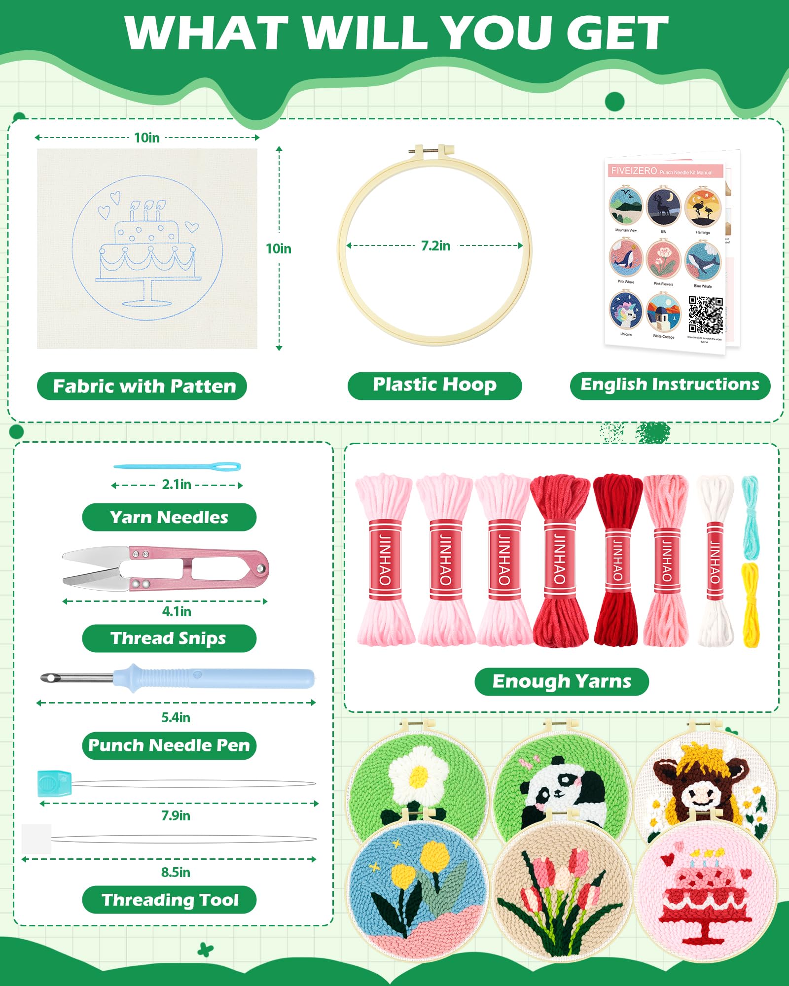 Punch Needle Kit for Beginners - Birthday Cake Patterns -2 Punch Needle Kit for Beginners - Birthday Cake Patterns -2