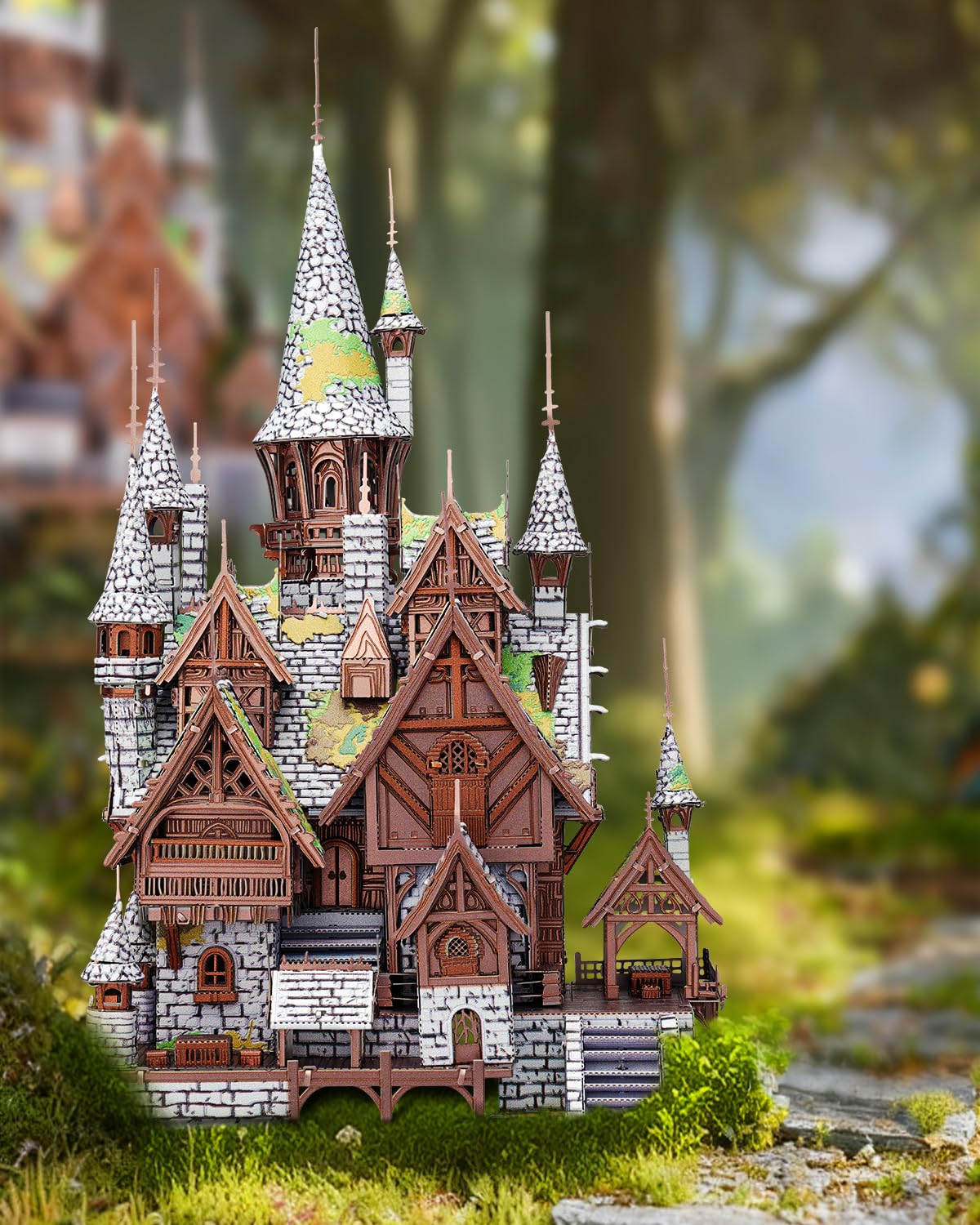 Piececool Puzzle in metallo 3D a forma di castello di elfi, per adulti, kit di costruzione fai da te per architettura, tempo in famiglia, decorazione per la casa, idea regalo