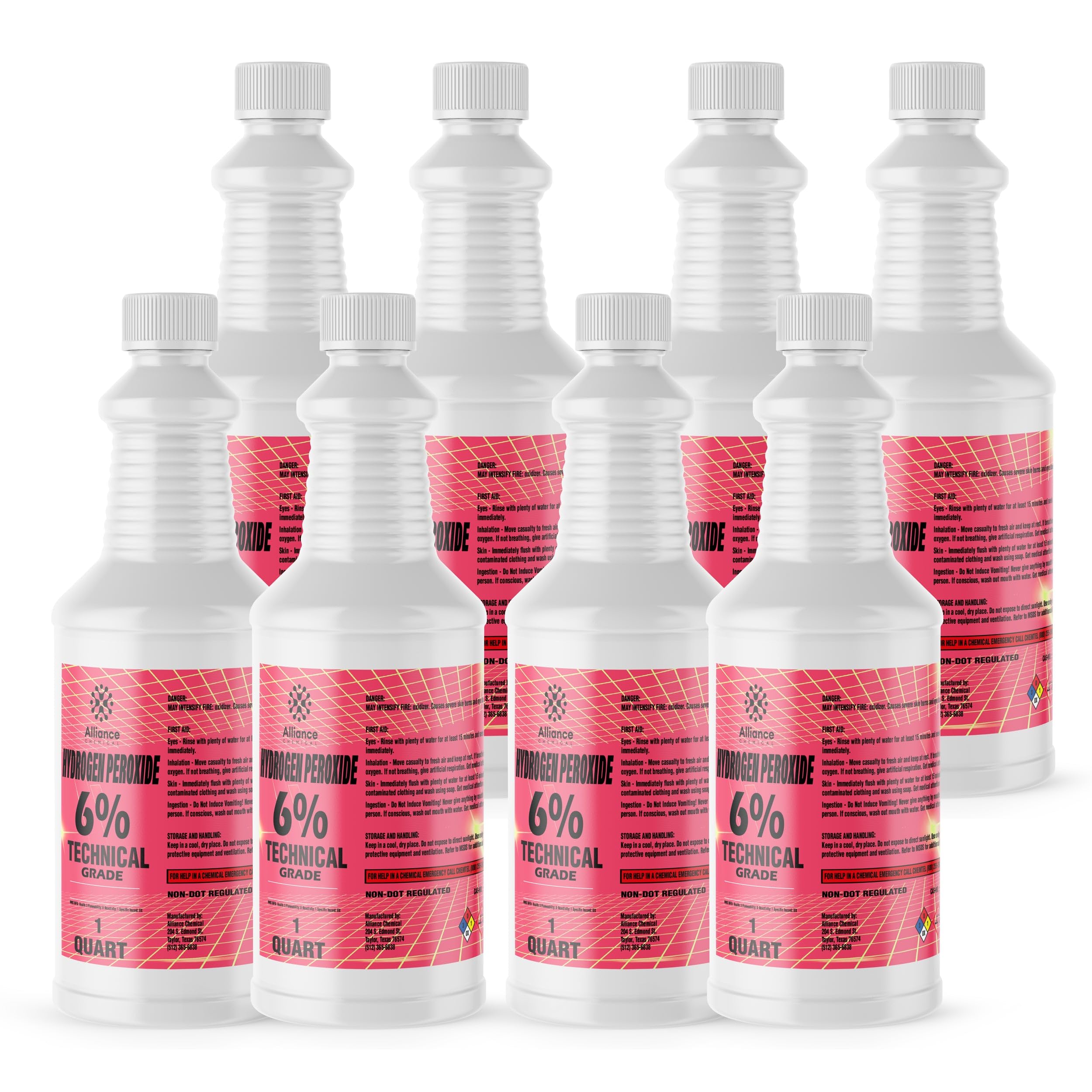 Hydrogen Peroxide 6% Technical Grade - 8 Quarts – for Industrial Cleaning, Oxidation, Bleaching, Chemical Processing, and Wastewater Treatment