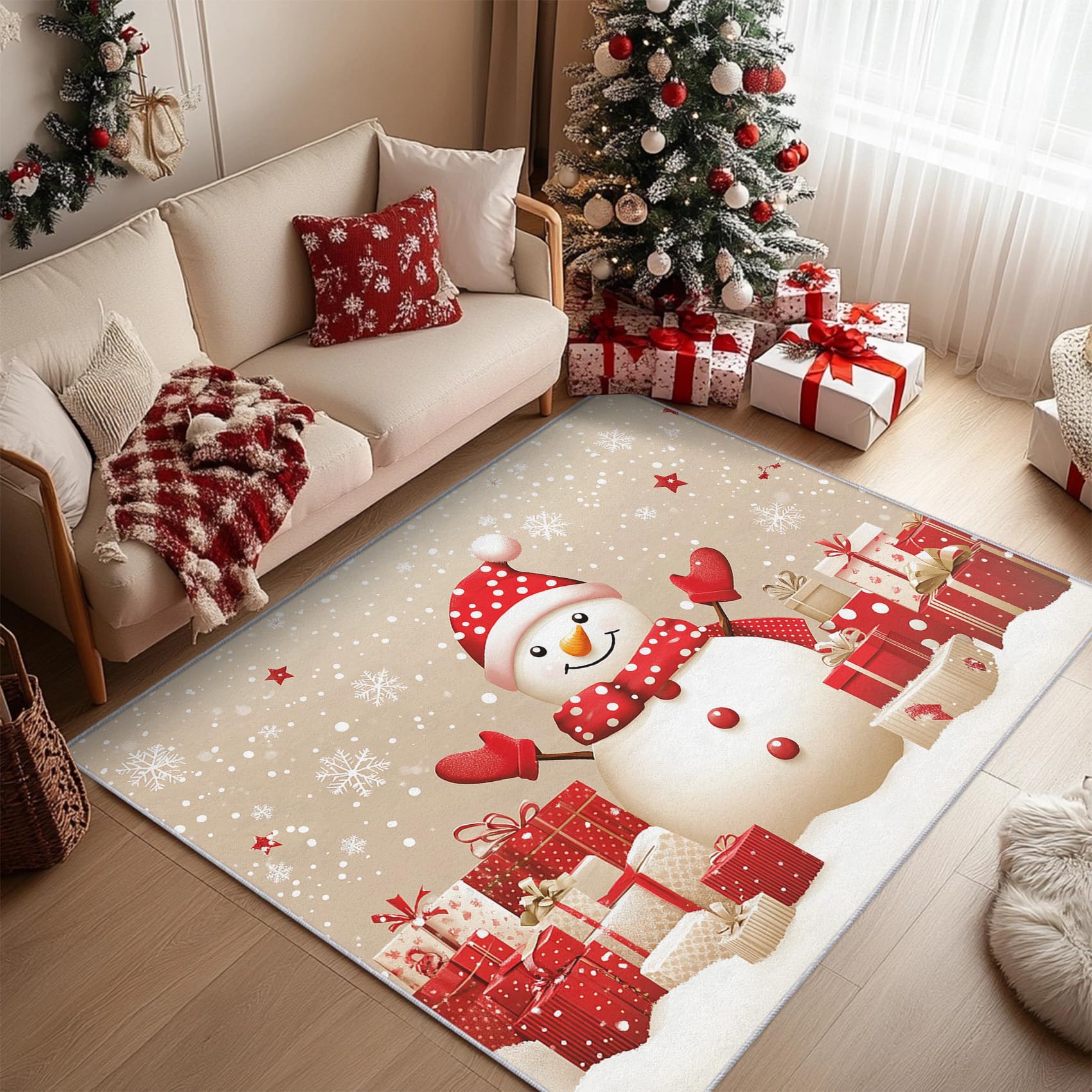 Tapis flocon de neige à poils courts antidérapant et nettoyage facile