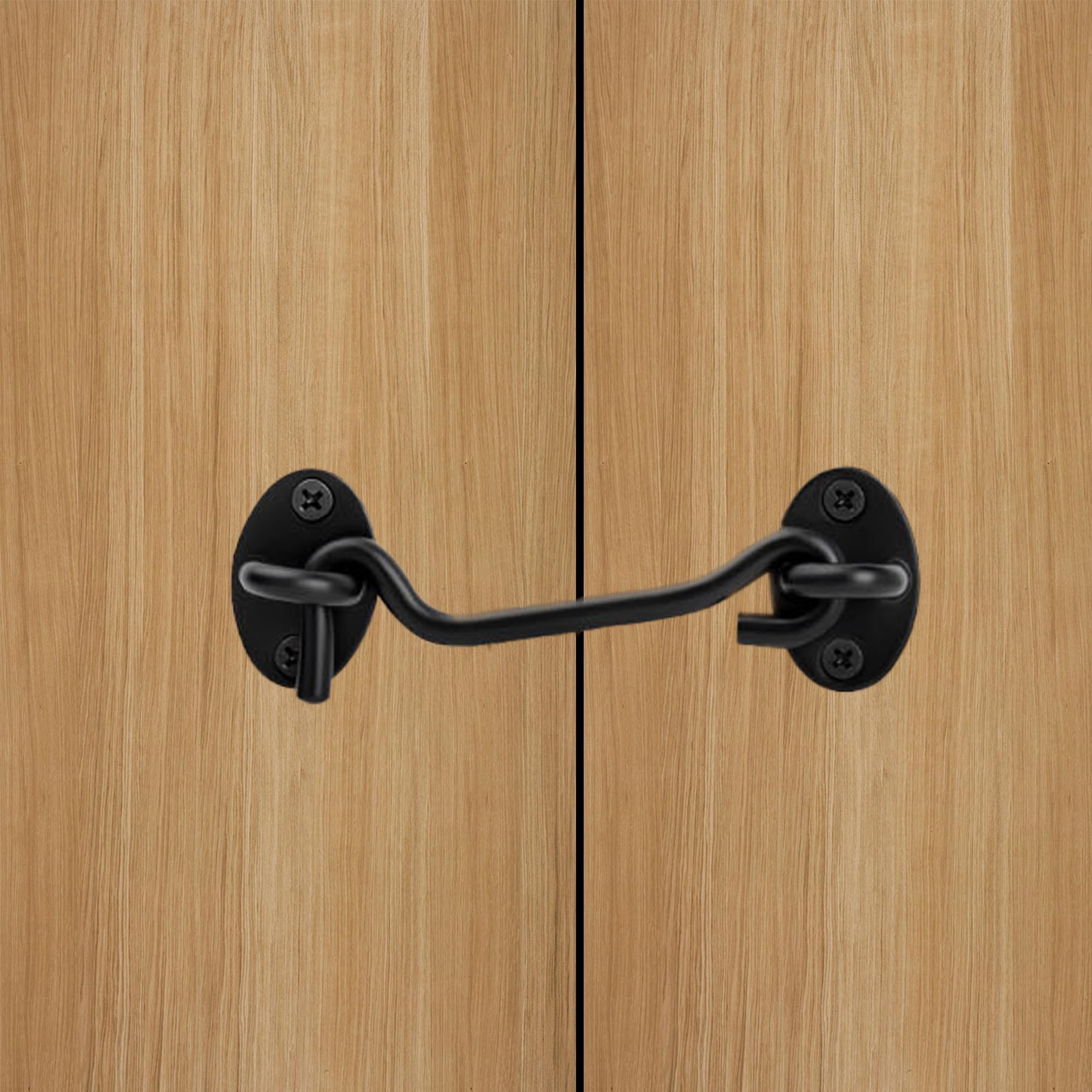 4 Inch Barn Door Hook and Eye Latch, Heavy Duty Privacy Lock, Matte Black Gate Latch for Sliding Doors, Fence, Shed, Window, Cabinet, Closet
