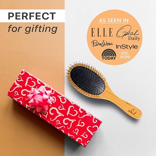 Miniatura 6 de Cepillo desenredante de bambú desenredante para el cabello, para mujeres, hombres y niños, uso húmedo o seco con productos para el cabello