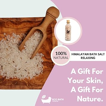 Eco Bath London Himalayan Bath Salt Lavender - Luxurious Pink Bath Salts for Relaxation and Skin Care, Infused with Natural Essential Oils for Aromatherapy Spa, Self Care Gift for Women and Men