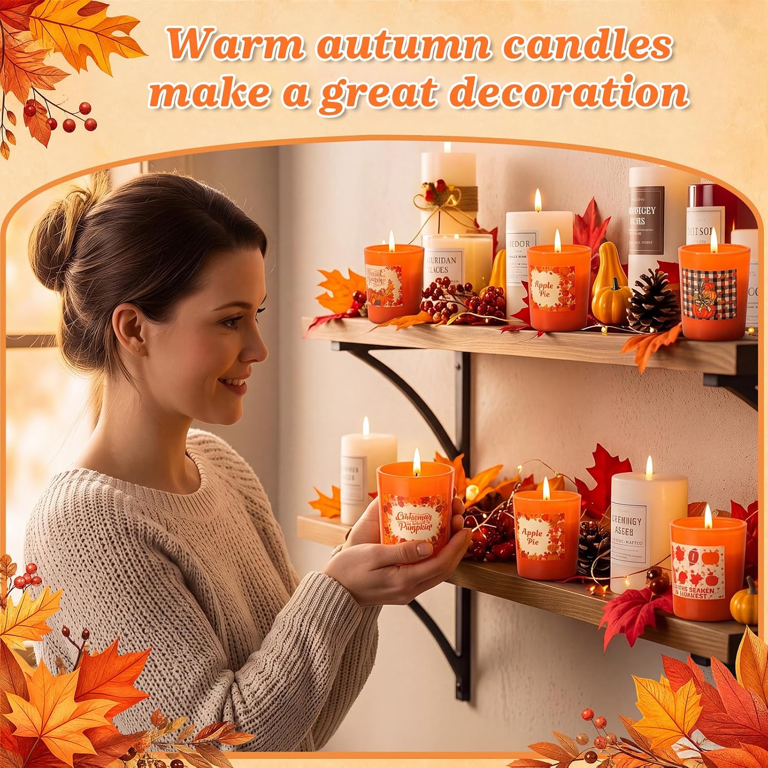 MTLEE 6 Pack Fall Scented Candles, Thanksgiving Soy Wax Candles, 6 Scents