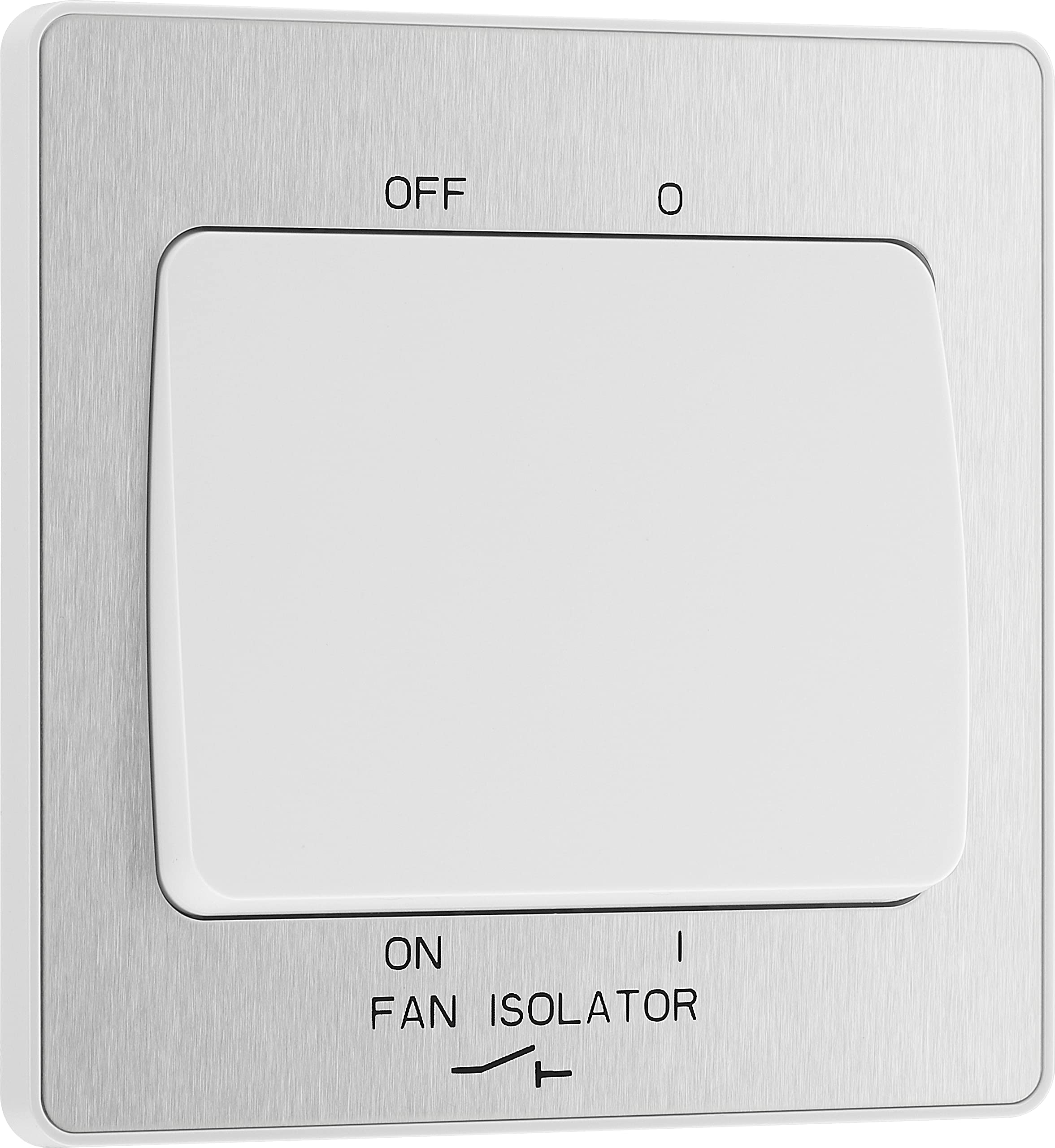 Luceco Uk Ltd White Evolve Brushed Steel (White) Fan Isolator Switch 10A Triple Pole Pcdbs15w-01