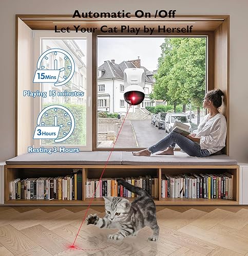 Miniatura 6 de Goopow Puntero láser interactivo para gatos de interior, juguete láser automático para gatos adultos aburridos en interiores y gatos, gatitosperros,