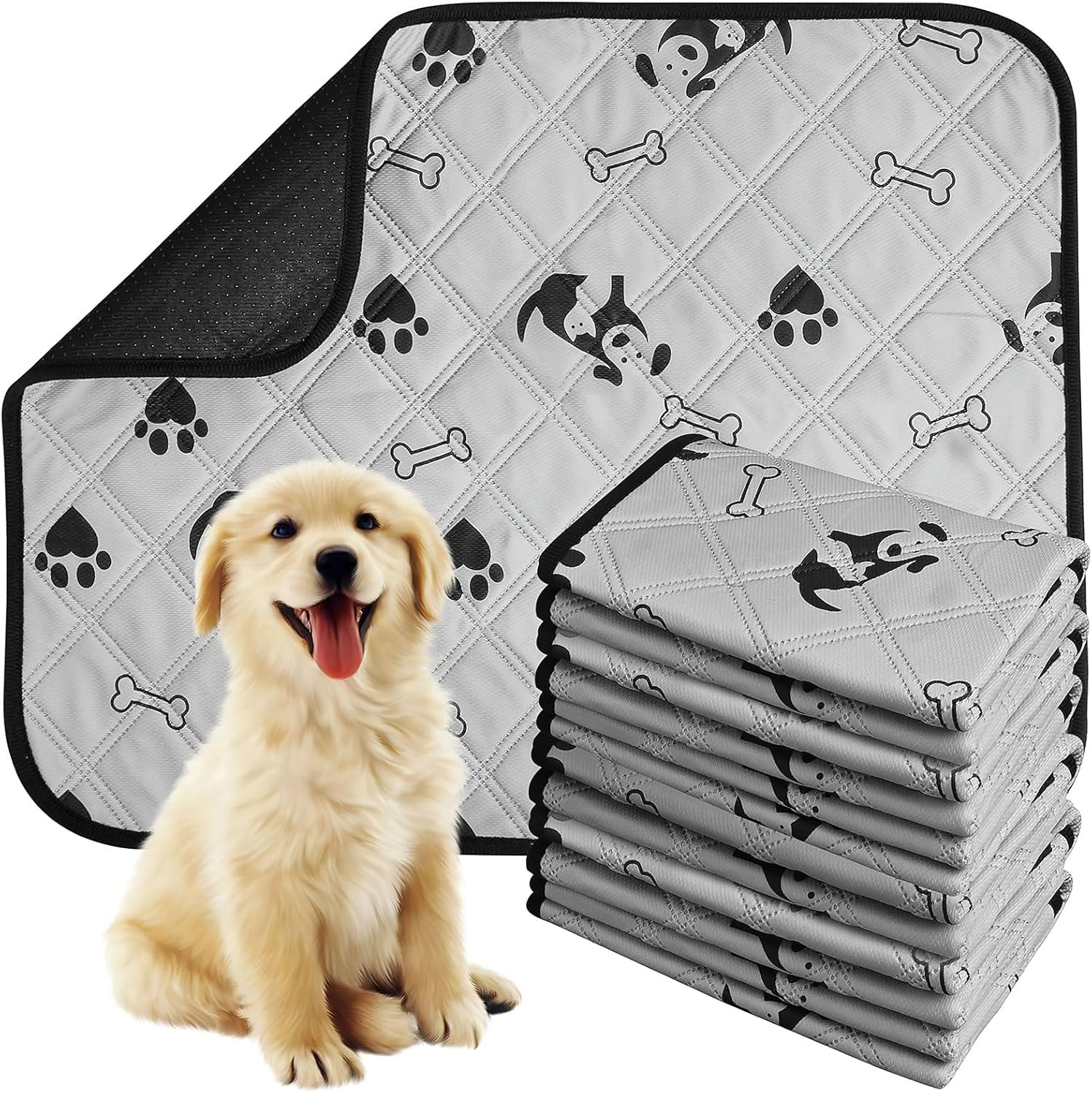 6 Pack Washable Dog Pee Pads, 17.7 x 23.6 Inches Reusable Puppy Training Mats Waterproof Non