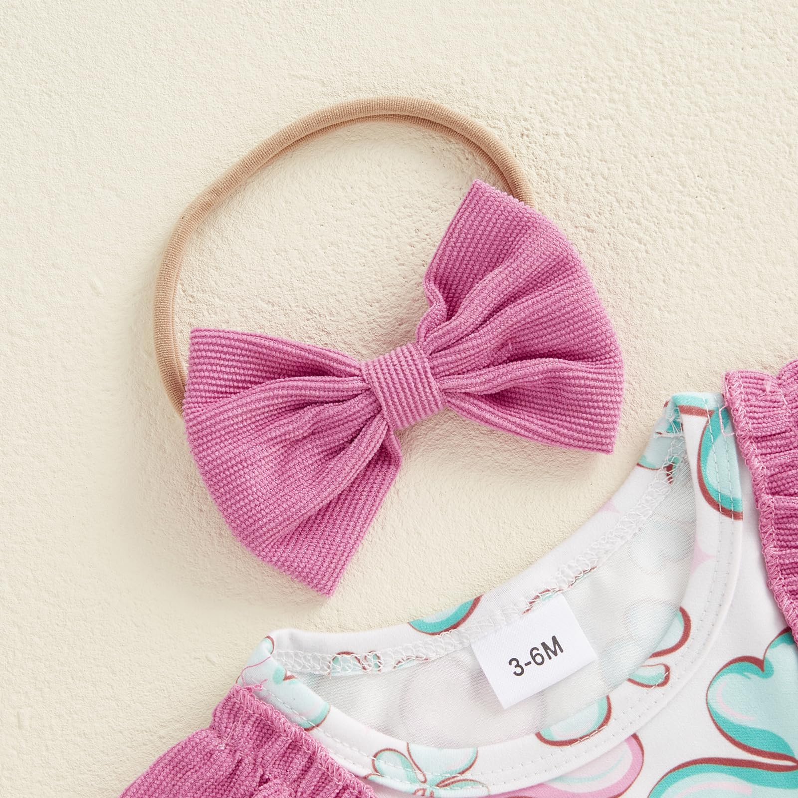 Ayalinggo Newborn Baby Girl St Patrick Outfit Irish Clover Romper Dress Green Four Leaf Skirt Spring Clothes With Bow (Heliconia, 3-6 Months)