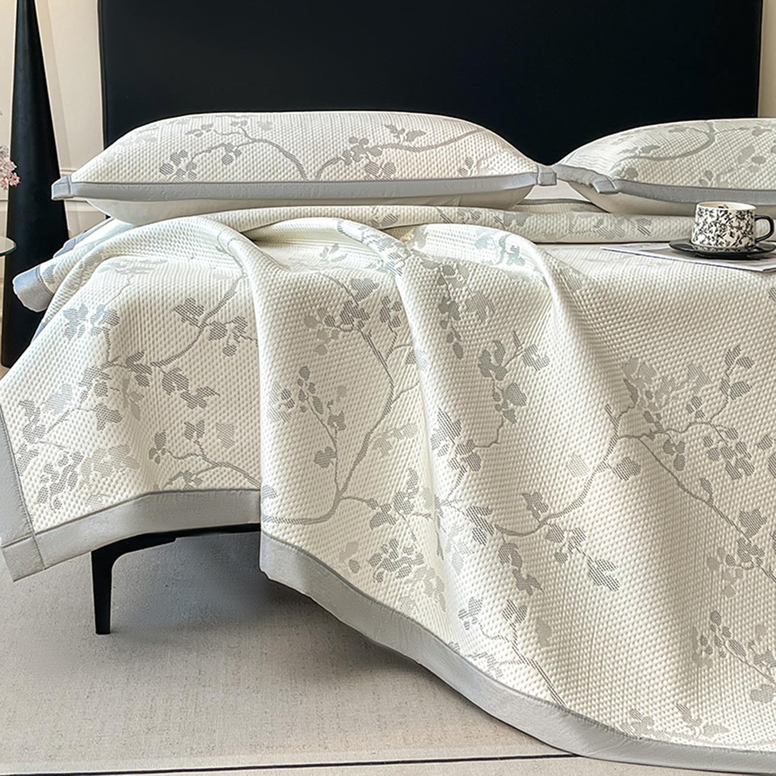 Kühlende Matratzenauflage aus Eisseide, 3D, atmungsaktiv, kühl, maschinenwaschbar, für klimatisierte Räume (90 x 200 cm + 1 Kissenbezug)