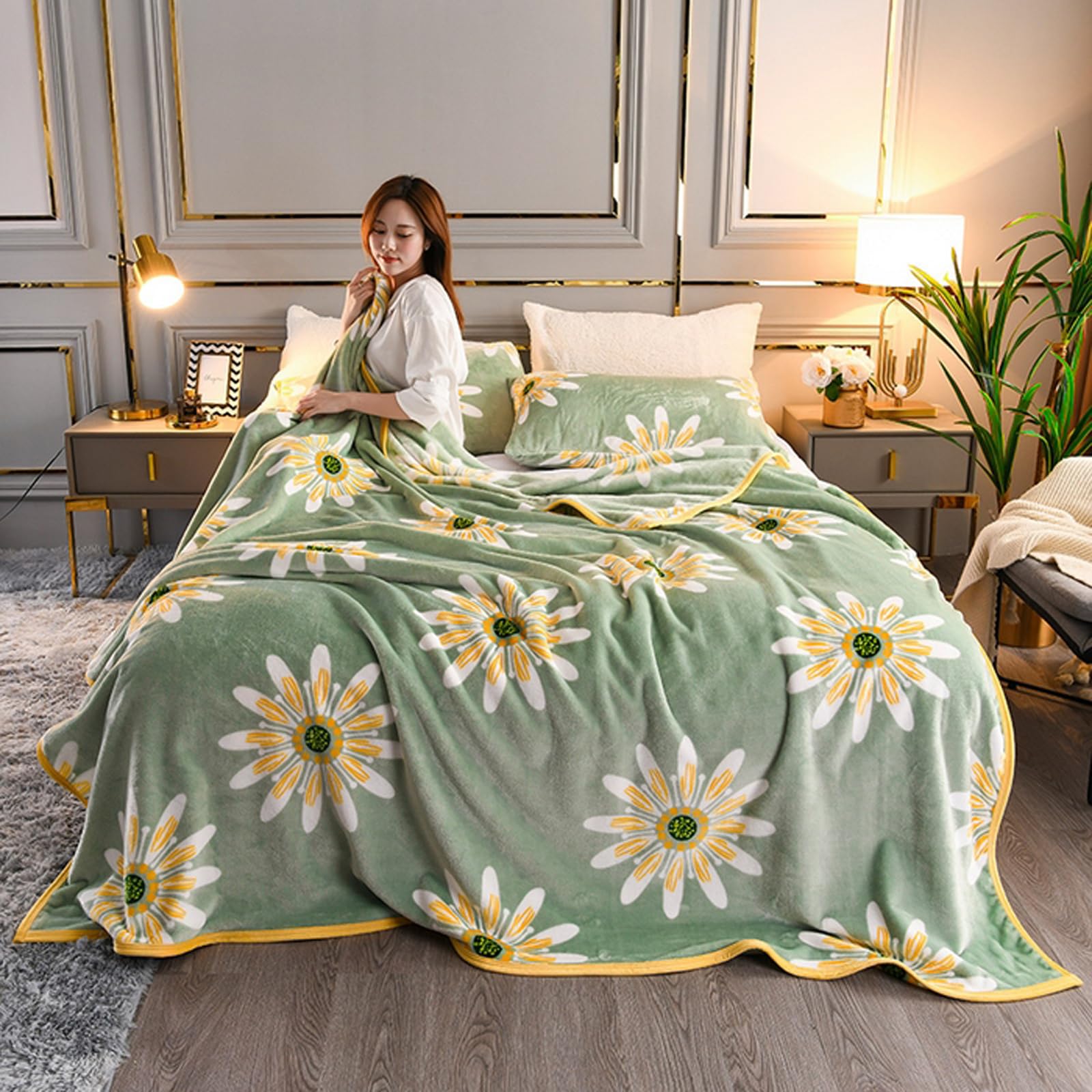Couverture douce et confortable pour canapé et décoration vert