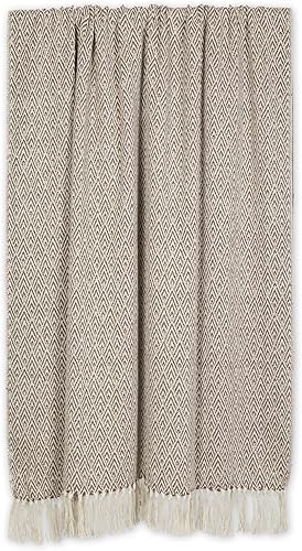 Miniatura 2 de DII Diamond Throw Collection - Manta tejida de algodón, 50x60, marrón corteza