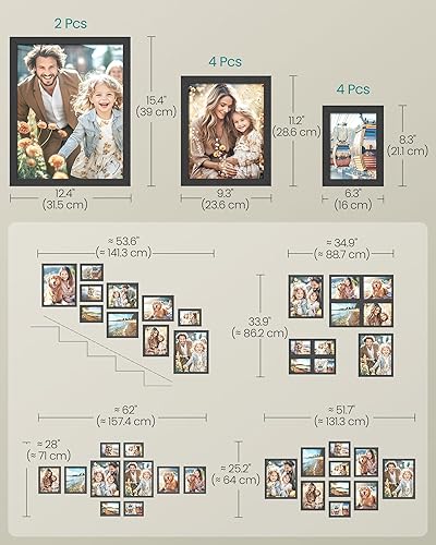 Vista 14 de SONGMICS - Paquete 10 marcos de fotos de collage con 2 marcos de fotos de 8 x 10 pulgadas, 4 de 5 x 7 pulgadas, 4 de 4 x 6 pulgadas, pared o mesa