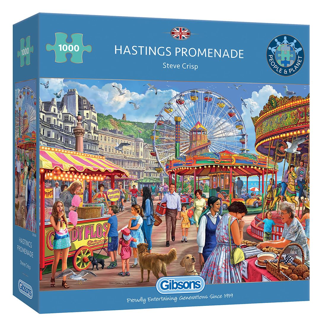 Gibsons Hastings Promenade 1000 Piece Jigsaw Puzzle | Seaside Nostalgia Sustainable Jigsaw Puzzle for Adults Teen | Premium 100% Recycled Board | Great Gift | Gibsons Games