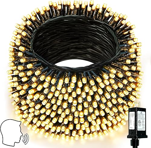 Miniatura 14 de Luces de Navidad Inteligentes Controladas por Voz para Exteriores, 75.8 pies, 200 Luces LED de Cadena Extensibles con 7 Comandos de Voz, 12 Modos y