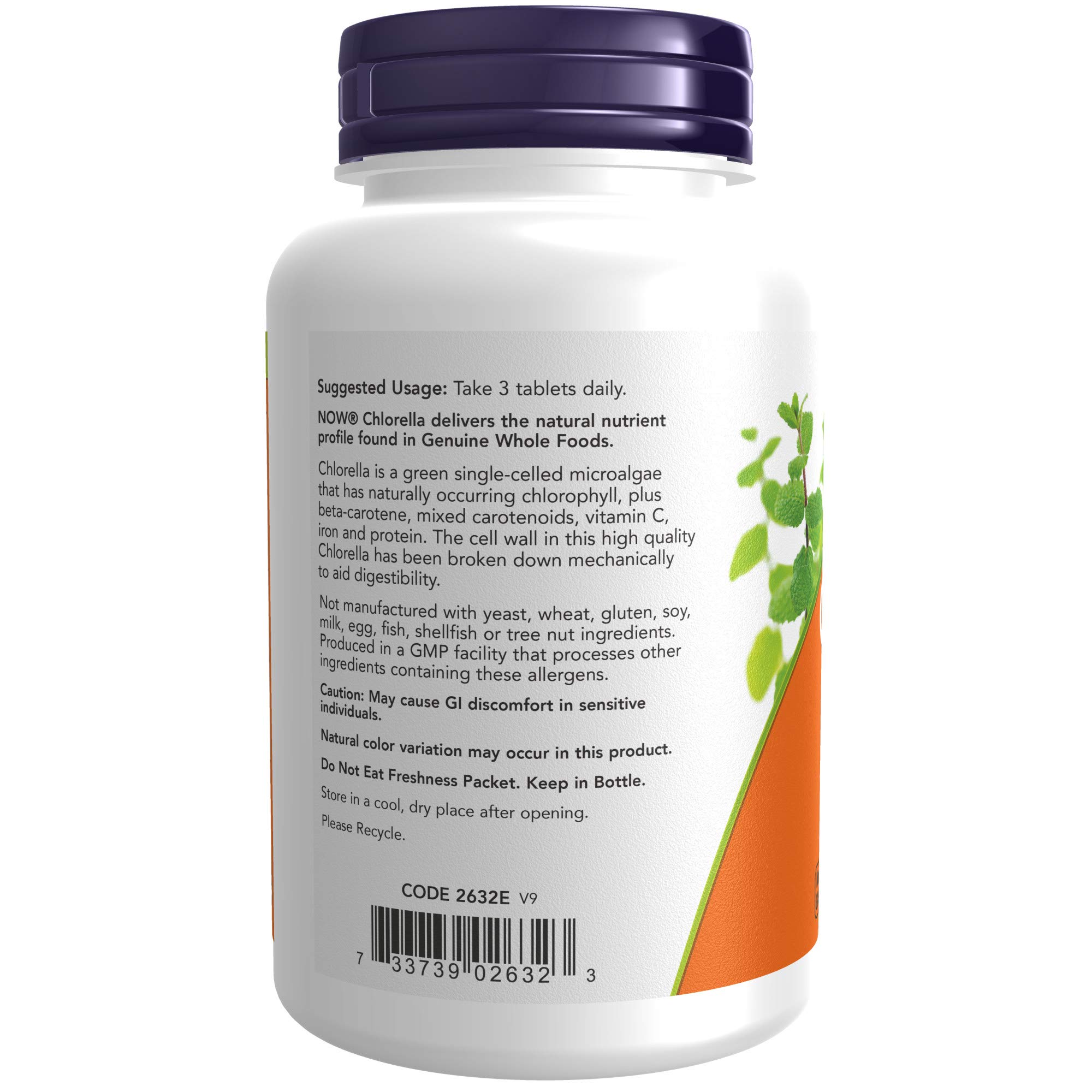 NOW Supplements, Chlorella 1000 mg with naturally occurring Chlorophyll