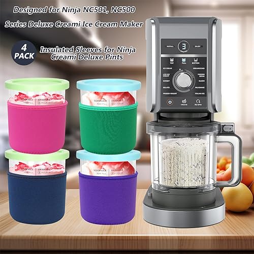 Miniatura 9 de Xumbtvs Funda reutilizable para helado, 4 fundas aisladas de neopreno para pintas de crema ninja, compatible con contenedores para hacer helados