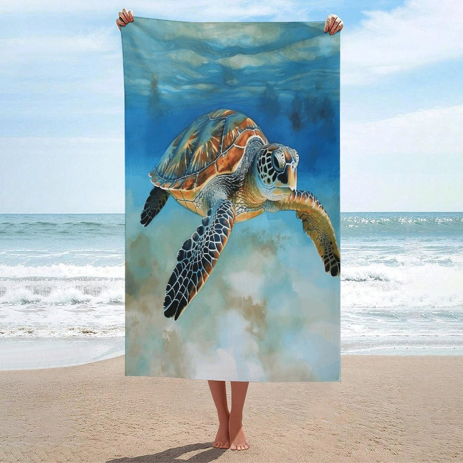 Adfgyerh Unisex Style Sea Turtle3 Bath Towels Beach Towel Lightweight Quick Dry, Bath Towel For Travel Sports Pool Swimming Bath Camping Yoga Adults130x80cm