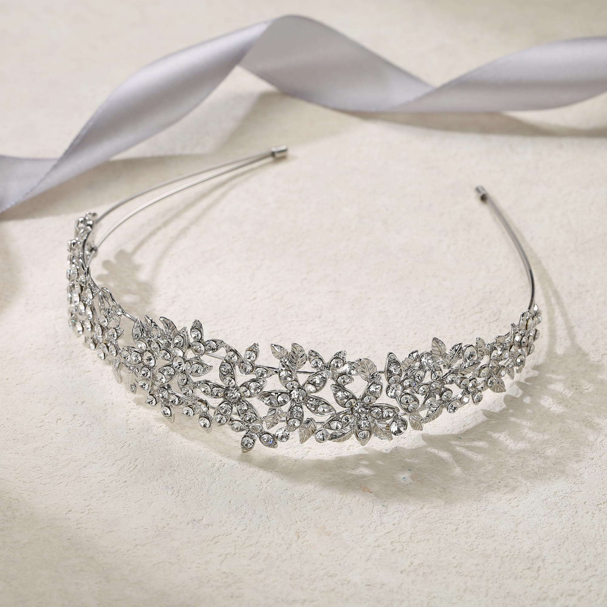 Ever Faith, fascia per capelli da donna in cristallo austriaco, per matrimonio, con fiore