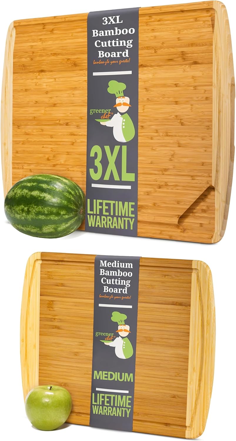 30 x 20 Inch MASSIVE XXXL Extra Large Bamboo Cutting Board and Medium-Large Wood Cutting Board : 14.5 x 11.5 Inches