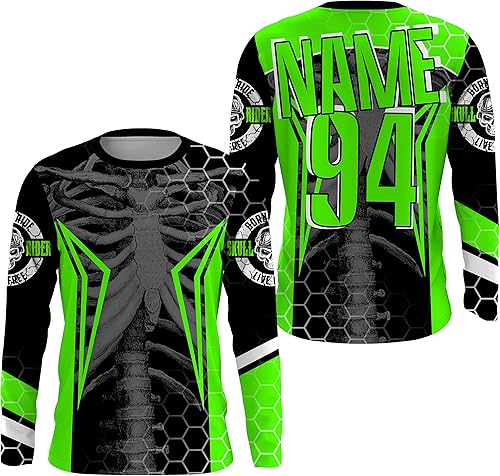 Camiseta de carreras personalizada UPF30+ Cool Bone - Camisa de motocross para motocicleta todoterreno para jóvenes y adultos