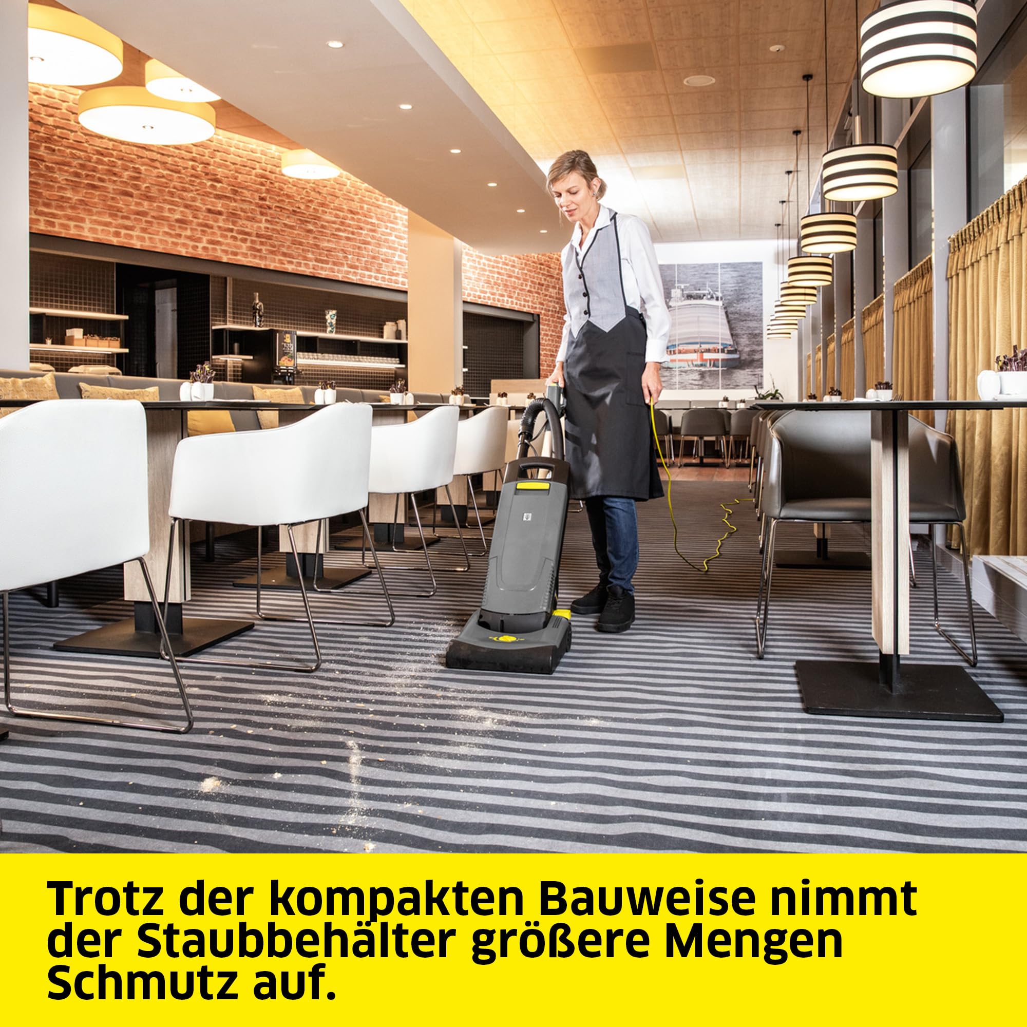 Kärcher CV 30/1 Teppichbürstsauger, Teppichsauger mit 300 mm Arbeitsbreite, für größere Flächen, Fliehkraftkupplung, 3-fach-Filtersystem, steckbares Kabel, werkzeugloser Bürstenwechsel