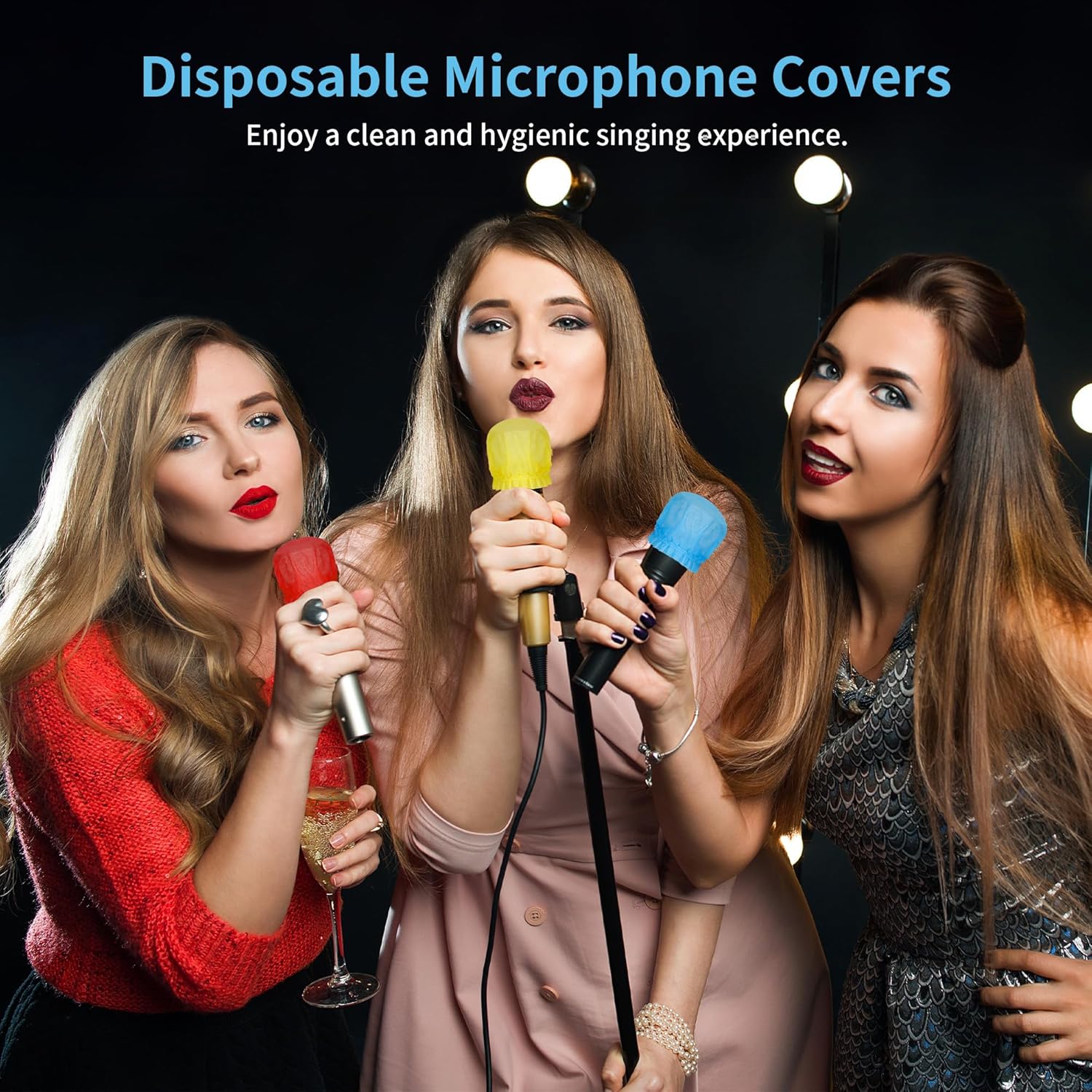 500 Pcs Disposable Microphone Covers, Windscreen Microphone Cover Non-Woven, Disposable Handheld Microphone Covers for KTV, Recording Room (Colorful)