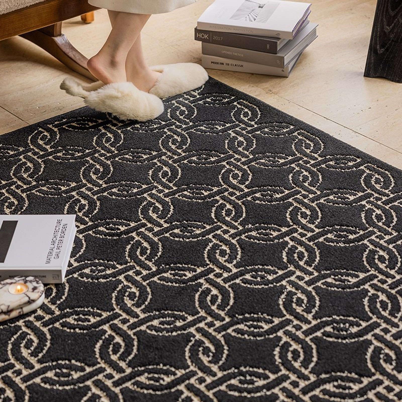 Moquette hydrofuge et imperméable de salon 160x240 tapis shaggy matière naturelle