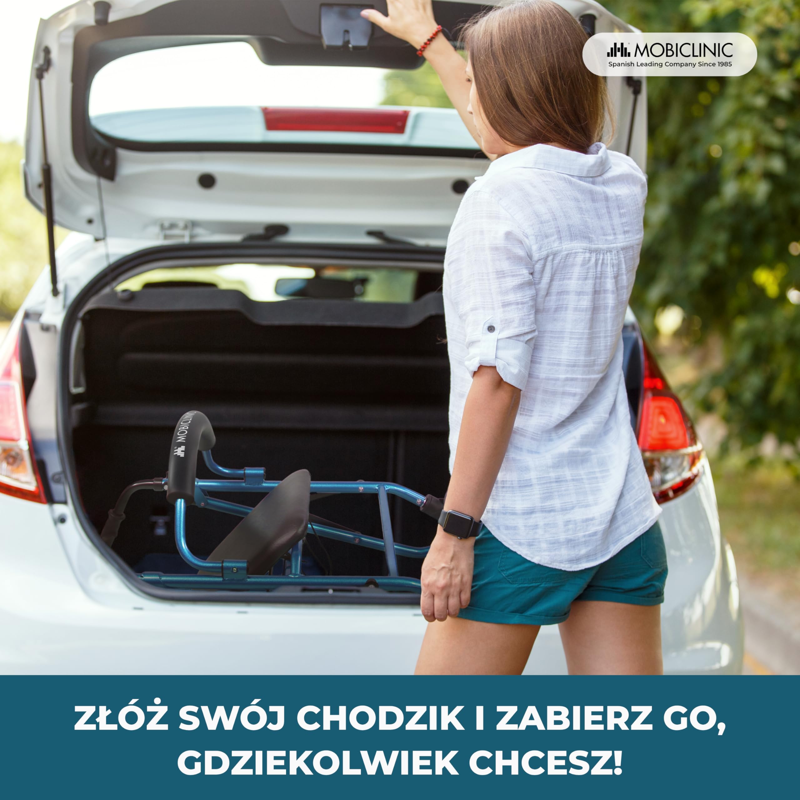 Prado Mobiclinic Składany Chodzik Aluminiowy z Siedziskiem i Oparciem Niebieski