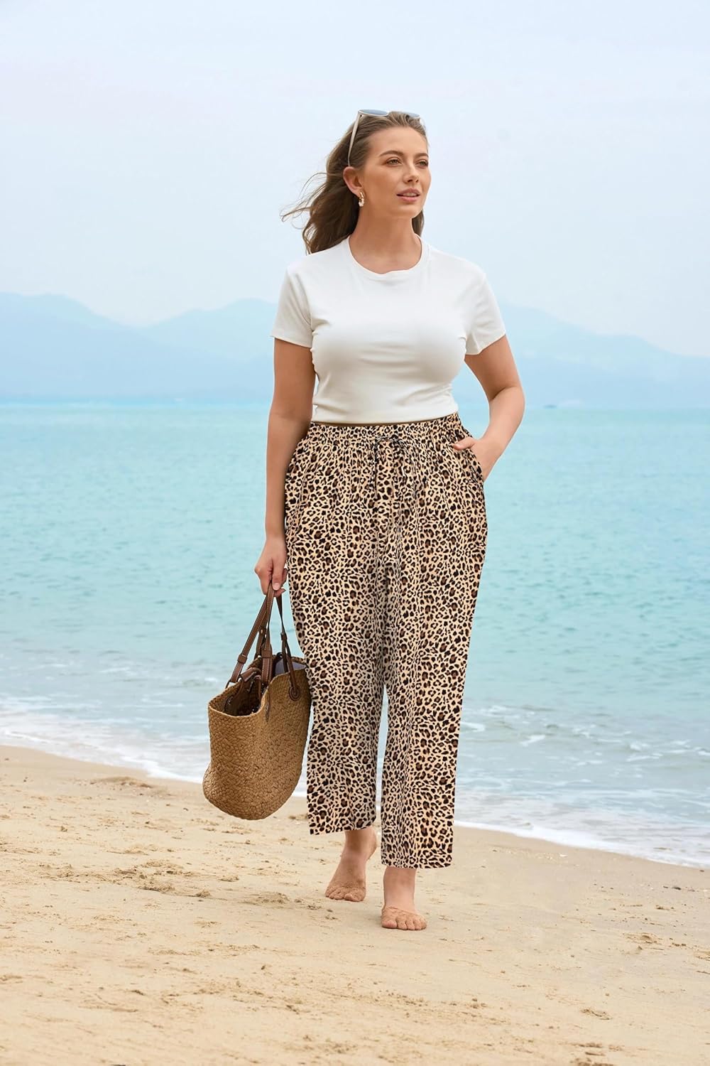 TIYOMI Plus Size Wide Leg Pants for Women Elastic Drawstring Pants High Waisted Lounge Pants XL-5XL - Image 3