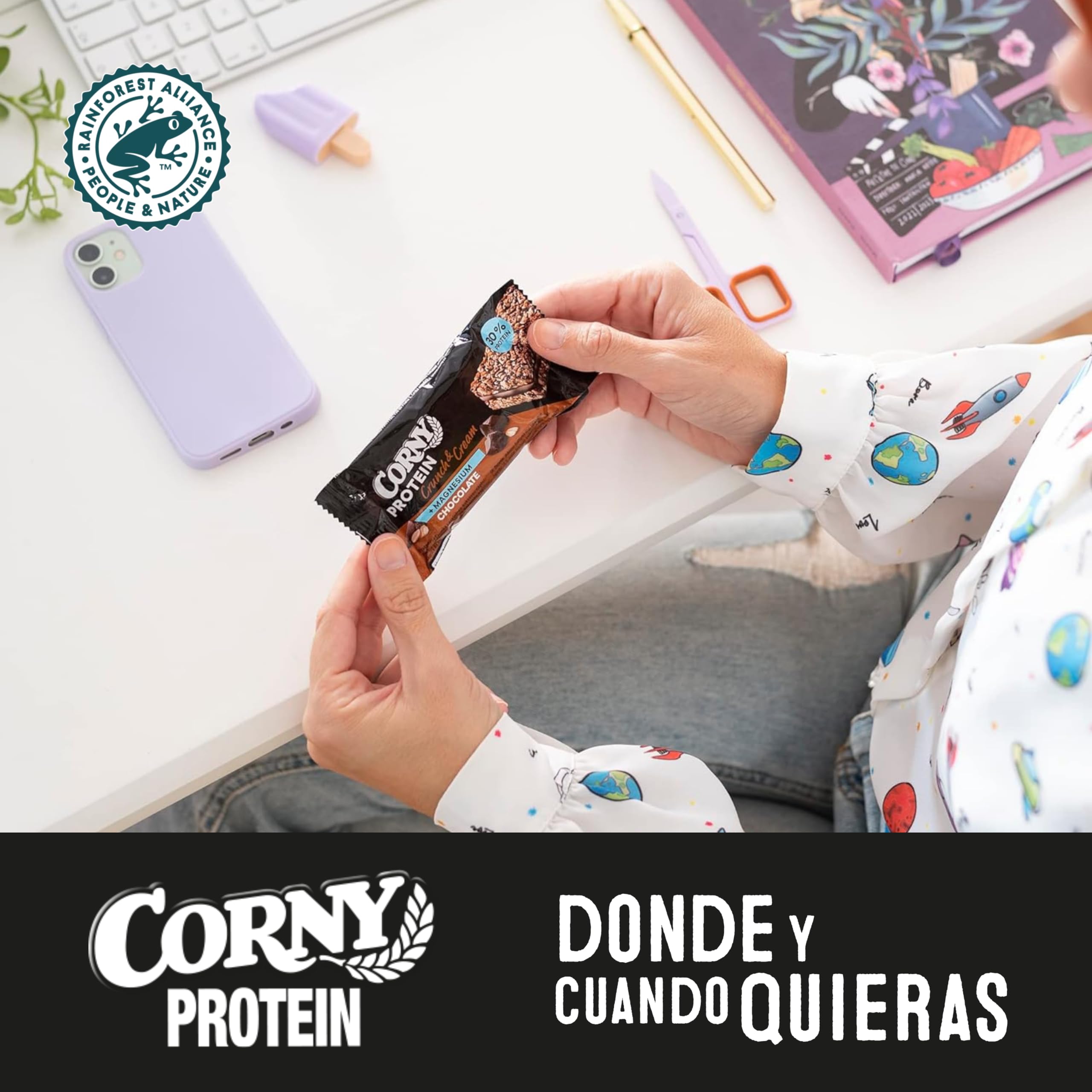 Corny Protein Barritas Crunch & Cream Chocolate, 13,5 g, 24x45 g