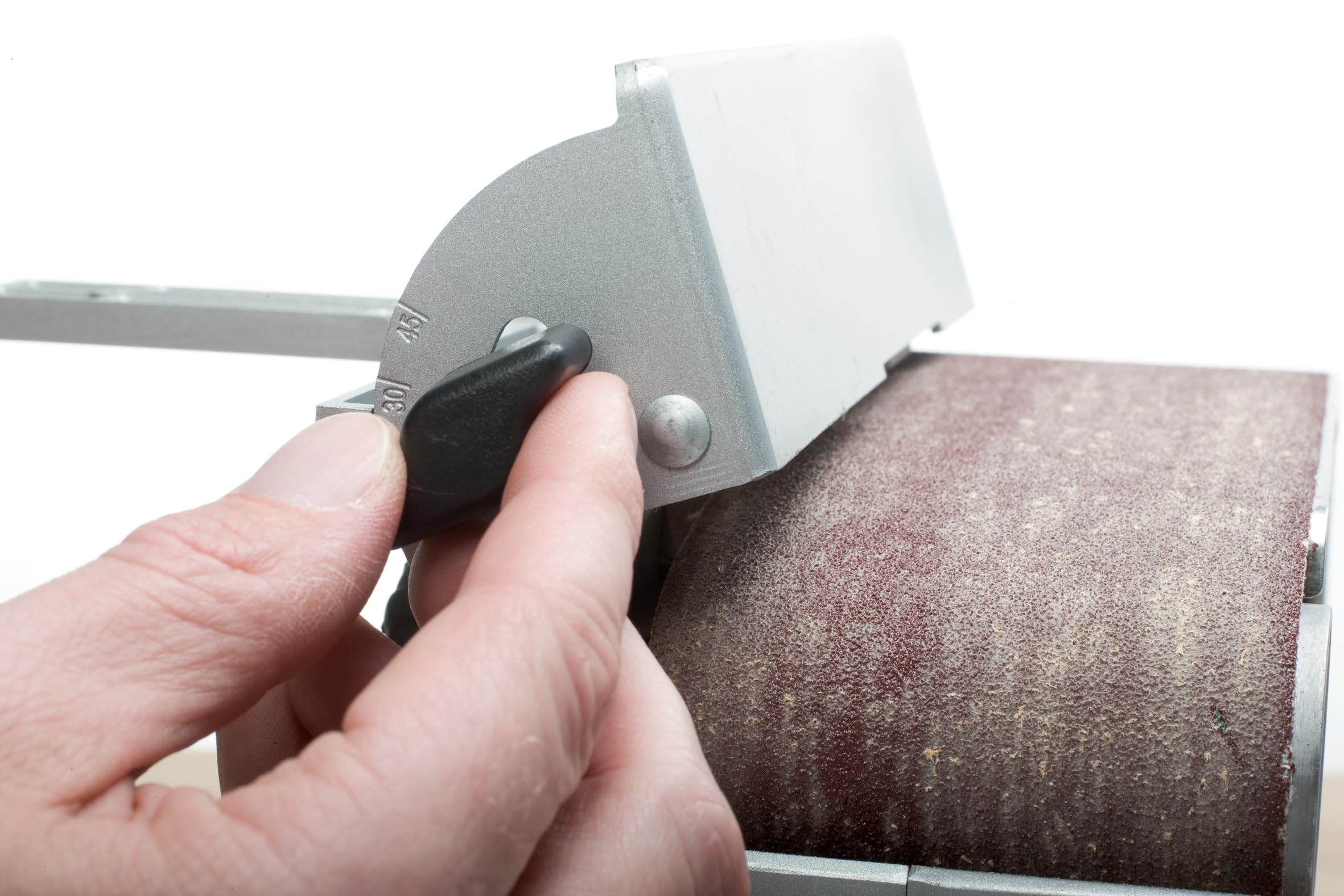 metabo BAE 75 Bandschleifer, Holzwerkzeug & Metall Schleifmaschine, 1010W | Elektrisches Holzschleifer Handgerät mit Schleifband, Staubsack und Maschinenständer für stationäres Schleifen, 4 m Kabel