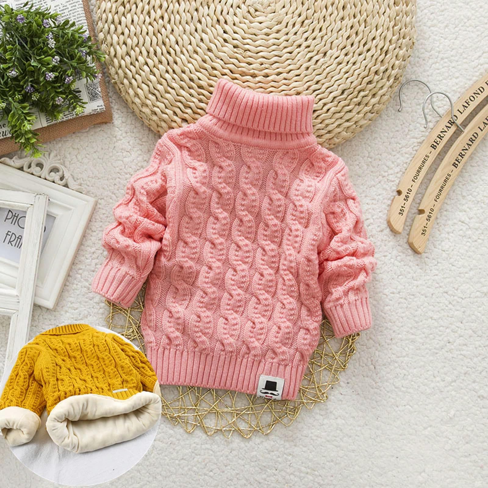 Zonto Winterunterwäsche für Kinder Plüsch Gefütterte Einfarbige Winter Verdickte Strick Rollkragenhemd Für Jungen Und Mädchen Und Rollkragenpullover Pullover-Plüsch Innen Grau B-Größe 5T (Tag 20)