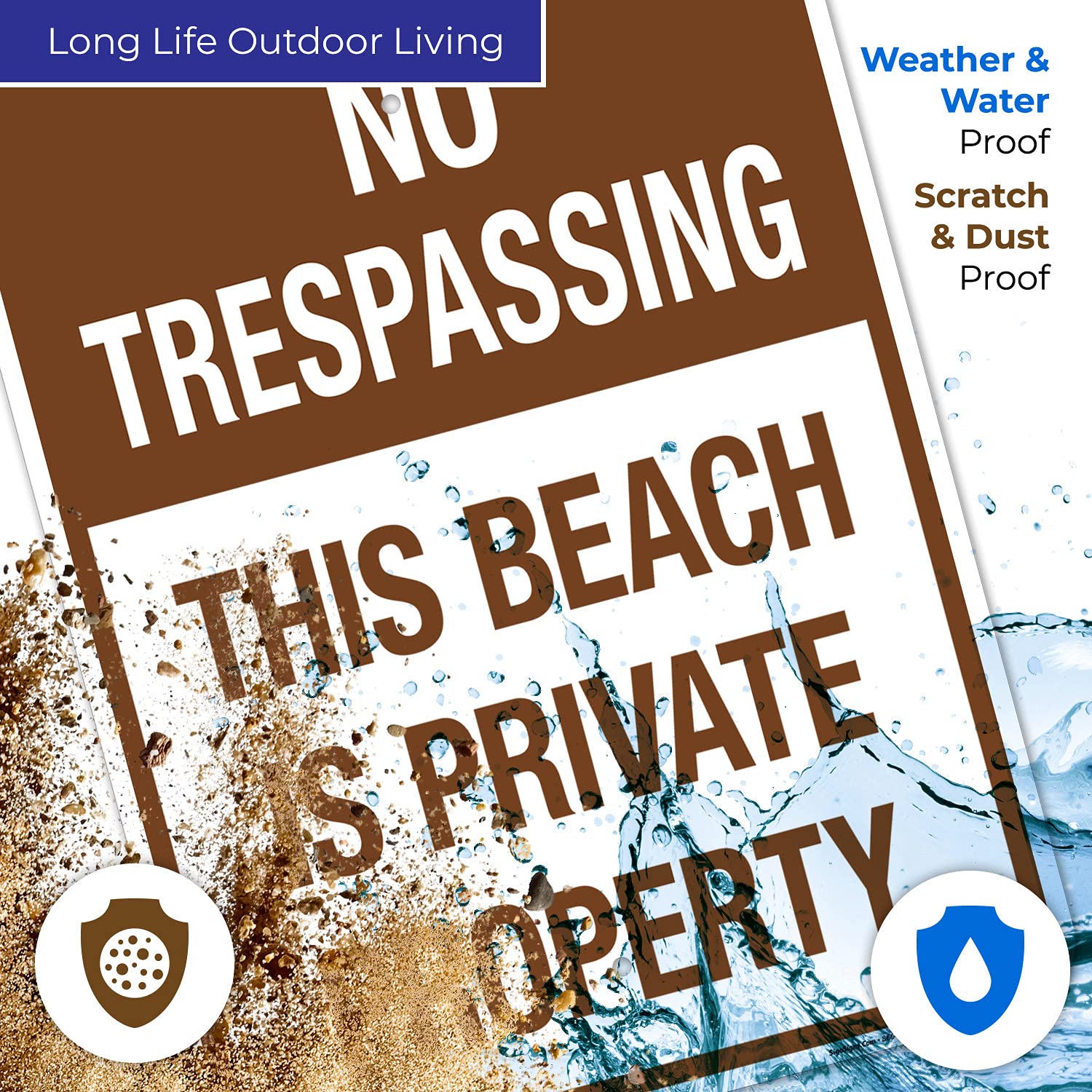 No Trespassing This Beach is Private Property Sign, 18x24 Inches, Rust Free .063 Aluminum, Fade Resistant, Made in USA