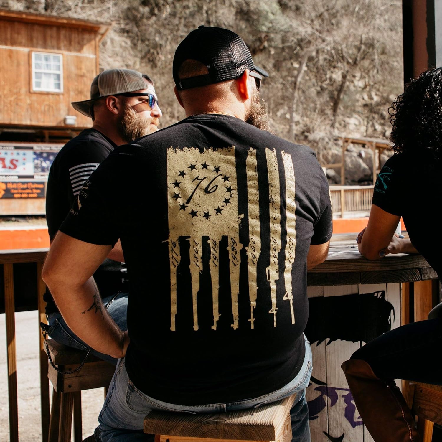 Grunt Style Betsy Rifle Flag Men's T-Shirt: Clothing, Shoes & Jewelry