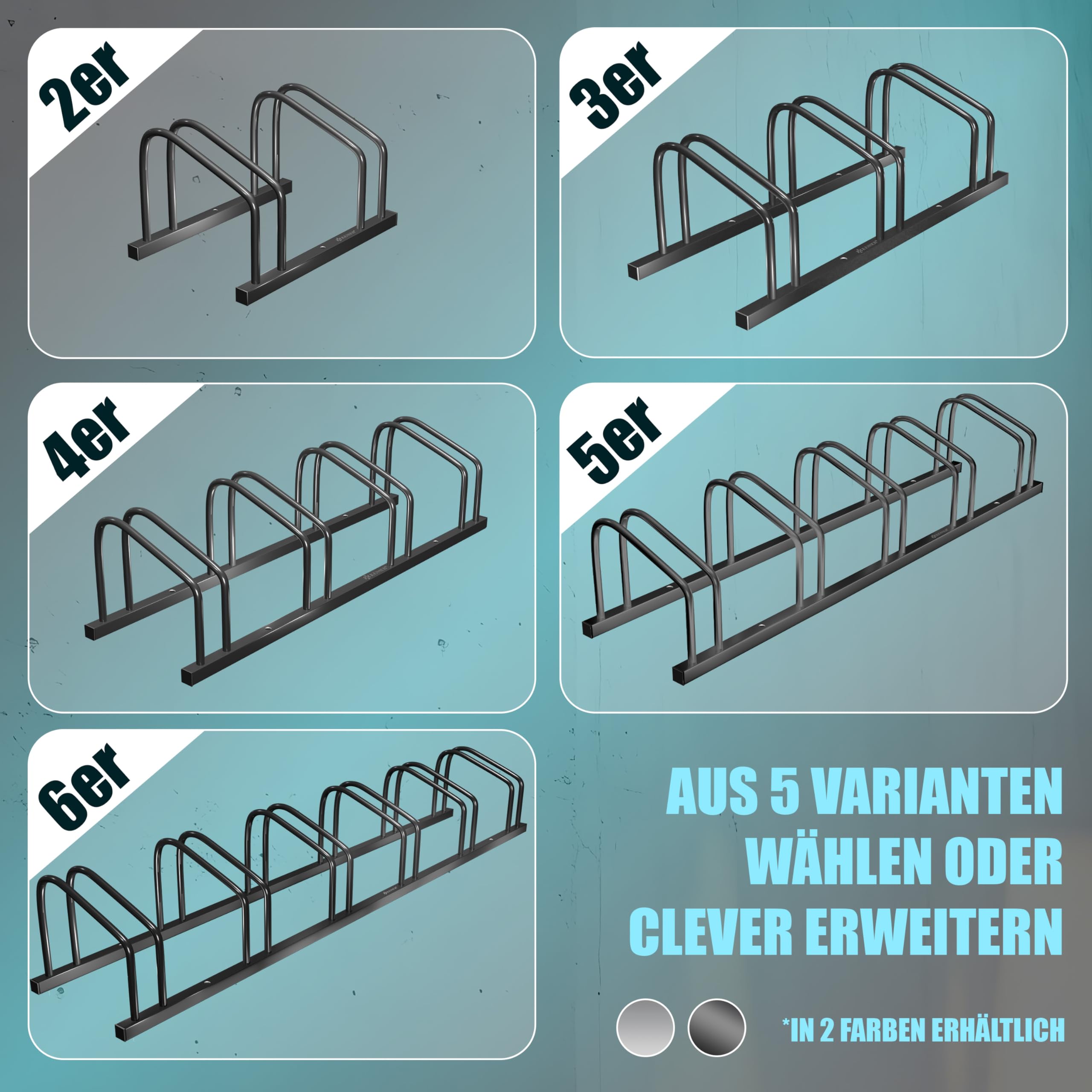 KESSER® Rastrelliere per Bicicletta con targhetta di parcheggio, Supporto Multiplo con Distanza di 37 cm, per Pneumatici di Larghezza 30-65 mm, Supporto per Bicicletta,